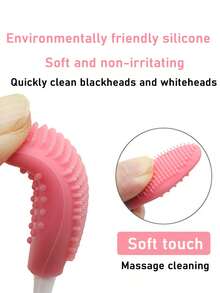 10件/5件/1件升级版双面硅胶黑头刷，硅胶鼻刷搭配加大洁面海绵，深层清洁，黑头和瑕疵去除工具，洗脸按摩两用，便携亲肤（适合敏感肌肤），鼻翼清洁按摩刷，温和去角质，深层毛孔清洁剂，黑头提取伴侣，旅行必备，洁面工具 - 粉色 - 查看 11