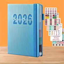 2026 年新日历日志自律签到时间管理一页一天 365 天计划书附带 5 个计划贴纸 A5 计划笔记本学习入门礼物适合工作和学习、学校用品、返校