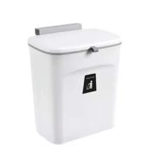 7/9L Wall Mounted Trash Can Household Galley Trash Bin Hanging Bathroom Trash Can With Lid Food Waste Bin Kitchen Accessories Back To School