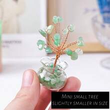 1pc Natural Crystal Mini Glass Wishing Bottle With Lucky Tree Healing Stones | Polished Gemstone Decor | Birthday Gift For Positive Energy & Good Wishes Christmas Gift