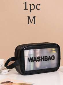 1 pièce Sac de toilette imperméable en PVC, sac de maquillage portable de grande capacité, pour le voyage, la plage, l'université, range les cosmétiques, les articles de toilette et les accessoires