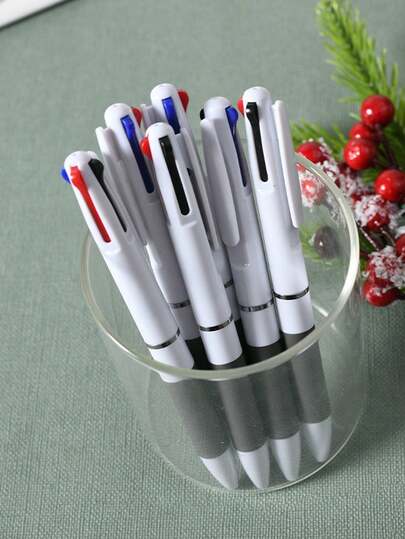 6個/12個/18個セット クリエイティブトリカラーワンタッチボールペン、シンプルでスタイリッシュな多色ボールペン 学校への復帰