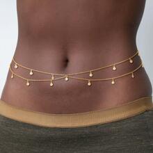 1 pièce Nouvelle chaîne de taille à franges avec strass, chaîne de corps fashion en cristal accessoire de taille pour la plage