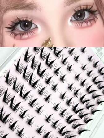100pcs Glue-Free 9D Natural Look False Eyelashes, Seamless Segments For Density & Length, No Adhesive Required, Versatile Daily Wear