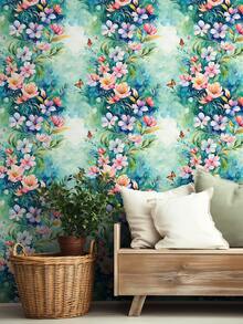 1 Roll 1m/3m/5m Floral, Butterfly, Flower Wallpaper, Suitable For Home Renovation, Room Decoration, Cabinet Refacing, Bathroom Decoration, Vinyl Wall, DIY, Waterproof, Stain-Resistant, Aluminum Foil Wallpaper, Non-Transparent, Covers Stains, Good Flexibility, Easy To Clean, Self-Adhesive Wall, Wallpaper, Wall Stickers - Multicolor - View 6