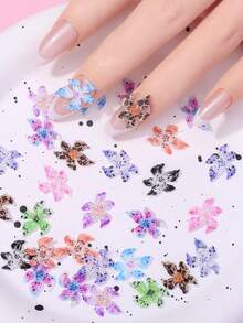 50 件混色树脂芙蓉花、水钻、指甲宝石、3D 花卉指甲贴花、女士美甲装饰 - 彩色 - 查看 1