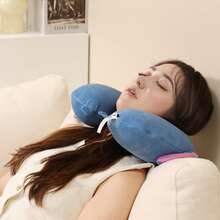 Miniso Disney Star Wars U-Shaped Pillow, Cartoon Cute Stitch Shaped Memory Foam Pillow, Slow Rebound Neck Support, Car Travel Nap Pillow, Comfortable Soft Fabric - Blue - View 3