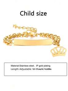 1 件个性化女孩和男孩名字手链，定制 18k 镀金不锈钢条 ID 皇冠手链，定制婴儿礼物，适合儿童女孩和男孩的精致礼物，迎婴派对，亲子活动，家庭爱，爱情主题家庭游戏，DIY 工艺品（情人节），准妈妈礼物，有趣的秘密圣诞老人礼物，母亲节礼物，返校冬季礼物创意男孩女孩情人节 - 金色 - 查看 10