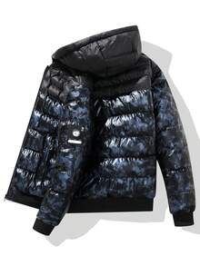 Men's Padded Coat, Fashionable Hooded Padded Coat, Thickened For Winter