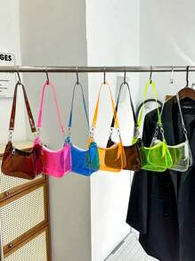 Bolso de hombro de mujer de moda de PVC transparente para uso diario, bolso de hombro transparente, bolso transparente aprobado para estadios, monedero transparente para conciertos, eventos deportivos, festivales, impermeable, a prueba de arena, bolso transparente para playa, deportes, picnic, meriendas para mujeres