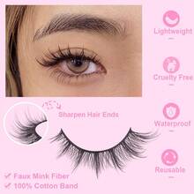 14 pares de pestañas postizas falsas de 14 mm tipo mink 3D de aspecto natural con efecto de ojos de gato y vaporosos, marca Kiromiro - Anime C02 - Ver 2