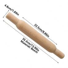 1 件山毛榉木擀面杖，烘焙工具，手工面团擀面杖，用于饺子、包子、意大利面，天然木材，无涂层，螺旋槽 - 彩色 - 查看 12