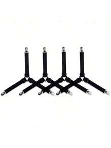 4pcs Triangle Household Bed Sheet Fixers, Adjustable Elastic Sofa BedSheet Fixing Clips, Tablecloth Fixing Belt, Anti-Running Anti-Slip SheetBuckles