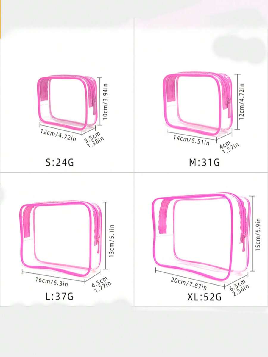 Conjunto de 4 peças/1 peça de nécessaire minimalista e moderna, nécessaire de EVA e estojo de cosméticos com zíper - Organizador unissex transparente e durável para volta às aulas, férias na praia, itens essenciais para bagagem de mão em aviões, nécessaire transparente à prova d'água de 1 litro - Um presente para mulheres e homens. Bolsa, nécessaire de maquiagem, organizador de mesa, estojo de cosméticos, estojo de maquiagem, organizador de maquiagem, acessórios de penteadeira, nécessaire feminina, nécessaire pequena, nécessaire feminina, nécessaire feminina, nécessaire pequena, nécessaire feminina, presentes para mulheres, presentes de Natal, ideias de presentes para mulheres. - Rosa - Ver 1