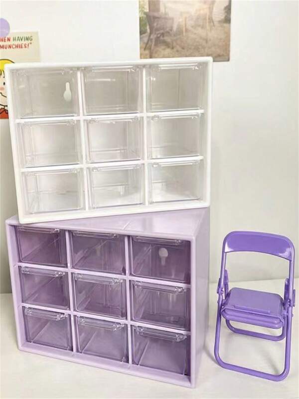 Stackable 9-Section Clear Organizer Box | Jewelry Storage For Rings, Earrings, Bracelets & Hair Clips | Small Desk Organizer For Office Supplies, Vanity, Bathroom