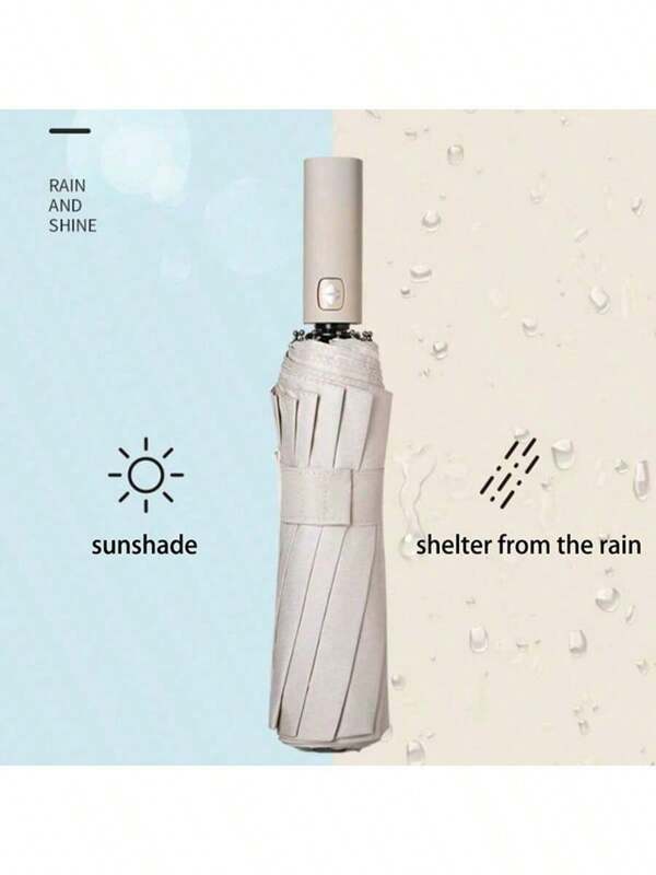 Automatic UV Protection Umbrella With Storage Bag, Windproof And Rainproof Design, Fiberglass Frame, Rubber Handle - Suitable For All Weather Conditions, Opening And Closing, Durable, Mature Style, Business Style, Simple Style