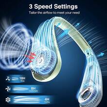 Neck Fan, Hands Bladeless Neck Fans Portable Rechargeable, 6000 MAh Battery Operated Wearable Personal Fan, Cooling Neck Fan, 3 Speeds, USB Fan Gifts Men, Women, Travel, Outdoor - Green - View 4
