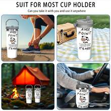 1pc 30oz Moo Point Tumbler, Double Wall Vacuum Insulated Travel Mug, Spill Proof Lid, Perfect Gift For Dad, Mom, Ideal For Christmas, Thanksgiving, Valentine's, Mother's, Father's Day, Gift For Birthday, Coffee Cup - 30oz - 查看 6