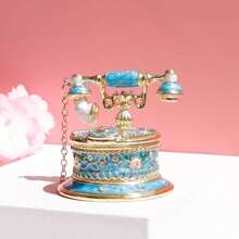 1pc Vintage Telephone Enamel Jewelry Box, Home Decor Accessory, Ring Box, Jewelry Organizer, Retro Craft, Luxury Elegant Jewelry Box, Delicate Decoration, Suitable For Jewels, Rings, Earrings, Bracelets, Daily Storage And Organization, Also As A Small Gift For Friends For Women Storage Organizer Travel Essentials Back To School Dormitory Storage