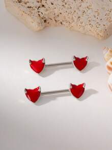 2 chiếc/gói nhiều khuyên núm vú hình trái tim, khuyên núm vú chữ cái đầu bằng thép không gỉ 316L, đồ trang sức cơ thể cho phụ nữ, đồ trang sức xỏ khuyên ngực - Nhiều màu - Xem 17