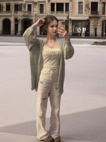1 buc. Cardigan casual elegant, cu lună, brodat, șal chimono lung și transparent pentru plajă din dantelă pentru femei