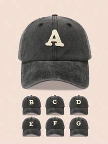 1pc Kids Washed 26-Letter Baseball Cap, Boys Girls Sun Hat Suitable For Outdoor, Sunscreen, Daily Wear