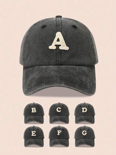 1pc Kids Washed 26-Letter Baseball Cap, Boys Girls Sun Hat Suitable For Outdoor, Sunscreen, Daily Wear