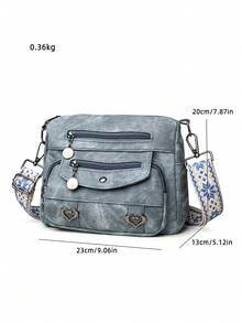 Women's Soft Leather Crossbody Bag Middle-Aged Shoulder Bag, New Design For Spring/Autumn - Blue - View 4