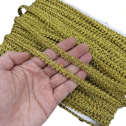 多用途金属蕾丝丝带 20 米/卷，10 毫米金色编织蕾丝饰边礼品包装蝴蝶结，适用于婚礼装饰/工艺珠宝/窗帘升级