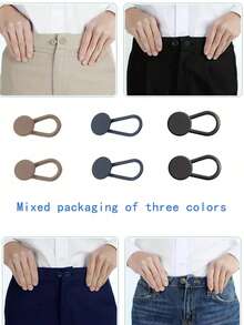 6pcs Women's Elastic Button Pants Waist Extender With Metal Button Hook & Extender