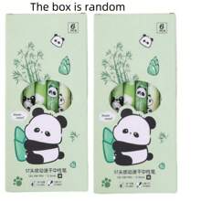 6 Stücke Set Panda & Bambus süße & stilvolle Kugelschreiber mit Druckknopf, minimalistisches Design, langanhaltend, geeignet für Mädchen, mit schwarzer Tinte