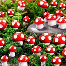 15pcs Red Cute Mini Mushroom Statues, Garden Mushroom Decor, Potted Craft, Outdoor Holiday Decor, Featherless, Self-Standing, No Power Needed, Suitable For Garden, Glass Container Landscape, Cottage Decor, 3D Modeling Handicrafts | Vivid Mushroom Shape | Polished Treatment, Mushroom Ornaments