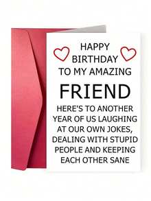 送给最好朋友的友谊生日贺卡 - 带信封的幽默贺卡 - 为女性朋友的生日庆祝、学校用品、返校季制作的有趣纪念品