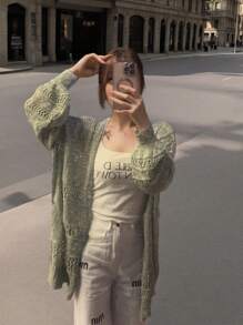 1 buc. Cardigan casual elegant, cu lună, brodat, șal chimono lung și transparent pentru plajă din dantelă pentru femei