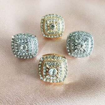 1pc Square Cubic Zirconia Stud Earrings, Elegant & Versatile Rhinestone Earrings For Women