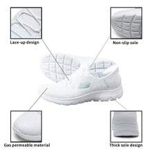 Skechers 休闲缓震透气女士步行鞋，日常旅行运动鞋 150125-WHT - 白色 - 查看 6