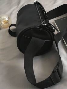 1pc Men's Fashion Small Shoulder Messenger Bag, Commuter Bag, Chain Cylindrical Bag, Multi-Functional Minimalist Small Bag, Waterproof Holiday Bag