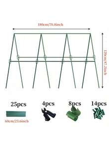 1 Set Of 25 Durable Metal Climbing Plant Support Posts, Including 26 Accessories - Vine Supports Suitable For Tomatoes, Grapes, And Water Lilies, Essential For Greenhouses And Outdoor Gardening, Height 47.2 * Length 70.8 Inches