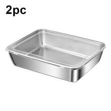 Stainless Steel Food Storage & Roasting Pan – Rust-Resistant, Easy To Clean Oven Tray For Baking, Roasting Meats And Vegetables – Durable Cookware For Meal Prep, Fridge Storage, Camping – Multi-Use Rectangular Kitchen Bakeware