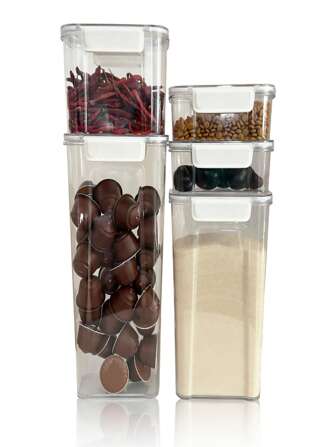 5 Piezas de Contenedores de Alimentos con Tapa Hermética, Diferentes Tamaño y Capacidades