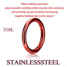 1 pièce Boucle d'oreille circulaire fermée simple non percée, unisexe, en titane G23 hypoallergénique/acier inoxydable 316L, multi-usage pour les oreilles, le nez, les lèvres