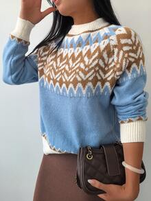 Women's Autumn And Winter Casual Fashion Thick Fair Isle Christmas Sweater Pullover,Long Sleeve Tops - Multicolor - View 2