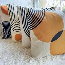 4 件亚麻波西米亚图案枕套，单面印花 45x45 厘米（18x18 英寸）沙发靠垫套，不含枕芯靠垫套房间装饰家居装饰卧室装饰枕套 - 彩色 - 查看 5