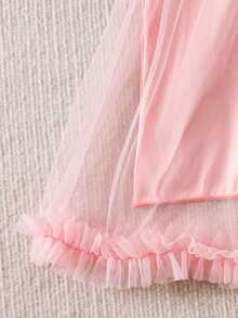 Tween Girls' Sleeveless Sequin Contrast Mesh Dress - Pink - View 5