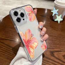 Watercolor Hibiscus Flower Pattern Design Clear Phone Case For IPhone Models[X/11/12/13/14/15/16 Pro Max]- Slim Fit TPU Shockproof Cover, Anti-Slip Scratch-Resistant, Stylish Protective Phone Case For Men Women (Business/Casual Gift) - 無色 - 查看 3