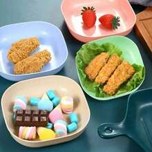 Kit Of 10 Reusable Plastic Plates With Multicolored Stand - Multicolor - Ver 6