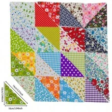 200 piezas, set de tela de retazos pre-cortada de 10 X 10 X 14 cm con patrón triangular en serie de colores, adecuado para diversas festividades, manualidades DIY, scrapbooking, costura, elaboración de muñecas, proyectos de artesanía, ideal para principiantes