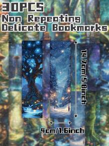 30 piezas Marcadores de libros con temática de bosque misterioso, no repetitivos y delicados, ideales como regalo festivo, tarjetas decorativas de lectura, papelería, regalos para clubes de lectura, escritores, amantes de los libros, estudiantes, maestros y útiles escolares
