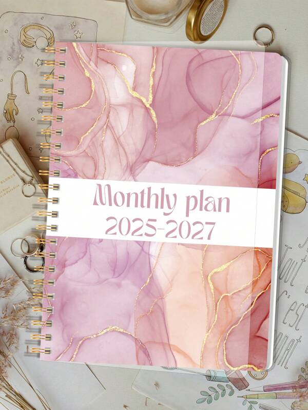 1 caderno de calendário semanal e mensal para mulheres e homens, caderno de ano letivo mensal 2025-2027 com anotações, material de escritório e escolar, presentes perfeitos para material escolar, volta às aulas