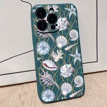 Funda de teléfono con diseño de patrón estilizado con elemento de concha marina, con protección para la lente, a prueba de golpes, resistente a caídas y duradera, adecuada para las series iPhone16 15 14 13 12 11 X XS Pro Plus Max, la mejor opción para tu propio uso o como regalo. - Negro - Ver 4